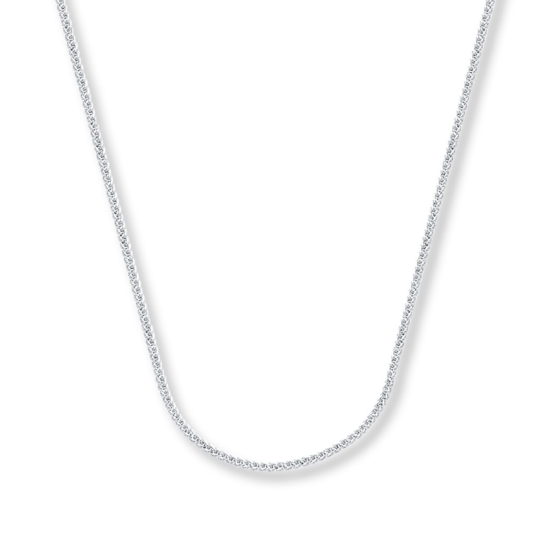 Solid Square Wheat Chain 14K White Gold Necklace 18"