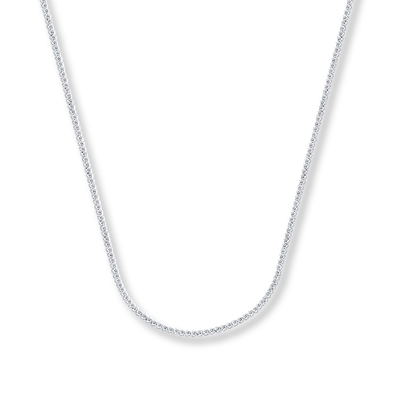 Main Image 1 of 1.25mm Square Wheat Chain Solid 14K White Gold Necklace 18&quot;