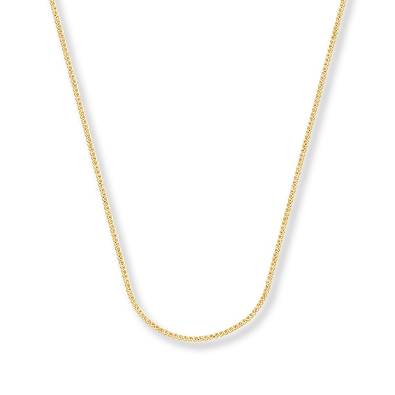 1mm Square Wheat Chain Solid 14K Yellow Gold Necklace 20"