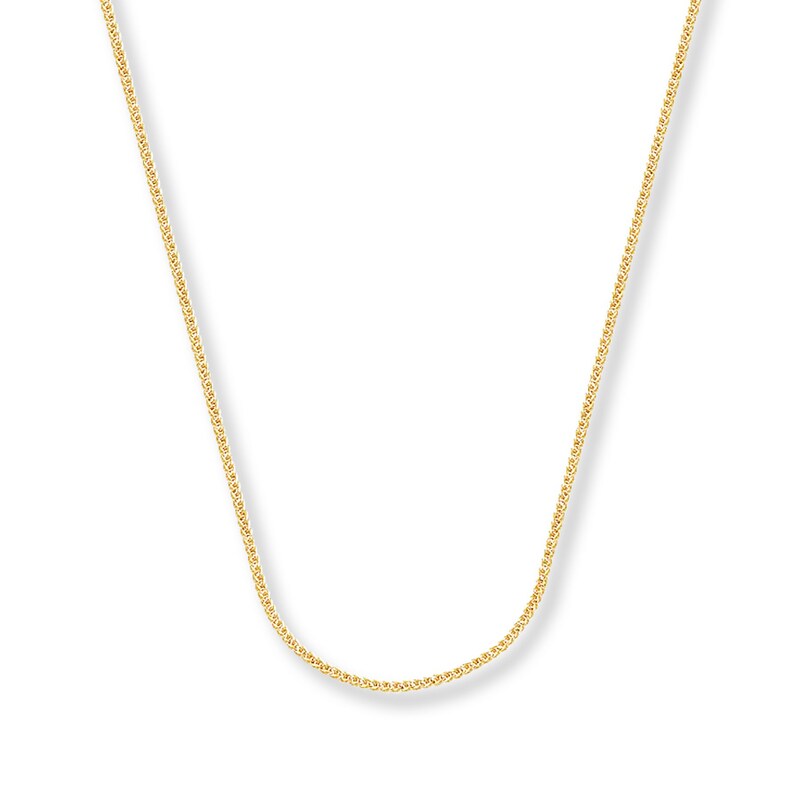 Main Image 1 of 1mm Square Wheat Chain Solid 14K Yellow Gold Necklace 20&quot;
