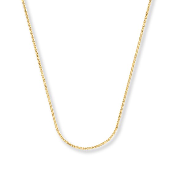 1mm Square Wheat Chain Solid 14K Yellow Gold Necklace 24"