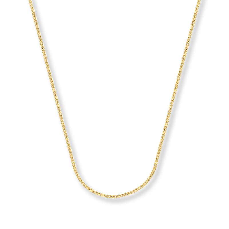 Main Image 1 of 1mm Square Wheat Chain Solid 14K Yellow Gold Necklace 24&quot;