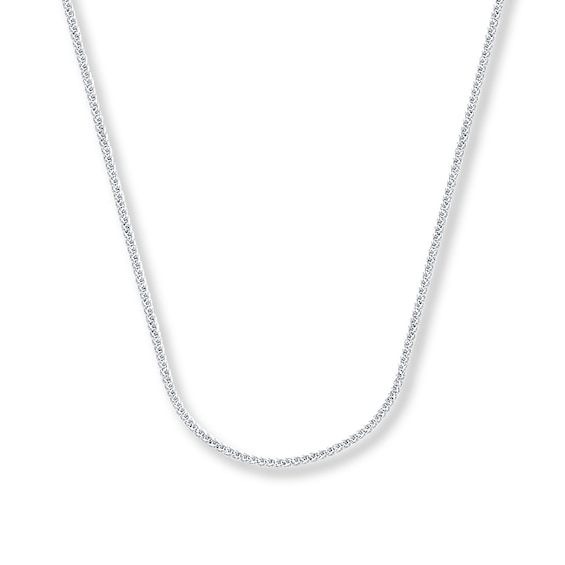 1mm Square Wheat Chain Solid 14K White Gold Necklace 18"