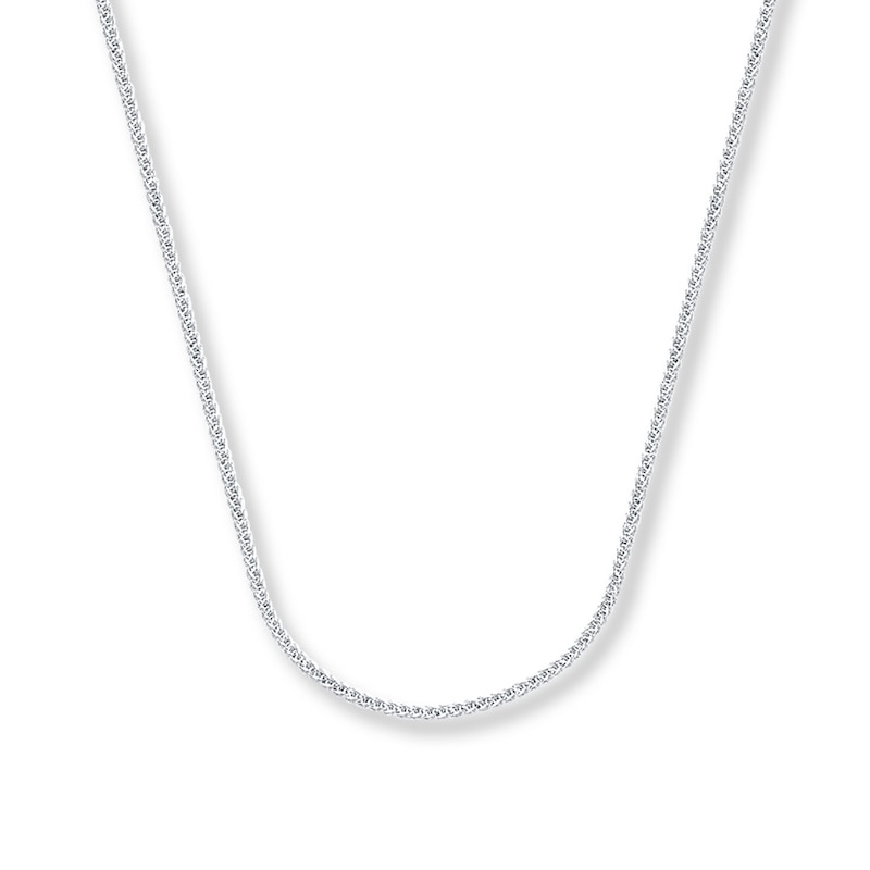 Solid Square Wheat Chain 14K White Gold Necklace 18"