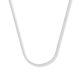 1mm Square Wheat Chain Solid 14K White Gold Necklace 20"