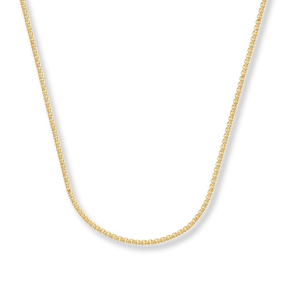 Solid Wheat Chain Necklace 14K Yellow Gold 18"