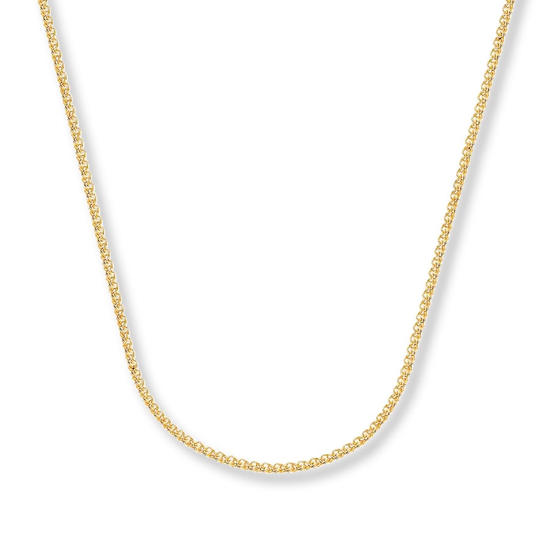 Solid Wheat Chain Necklace 14K Yellow Gold 22"
