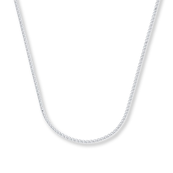 1.75mm Wheat Chain Necklace Solid 14K White Gold 16"