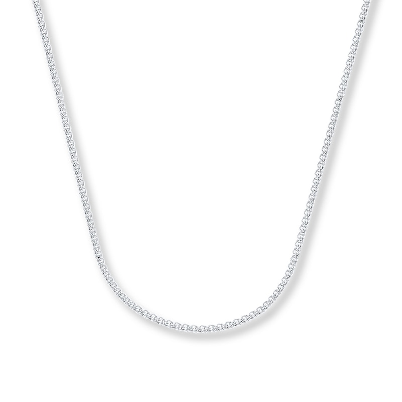 Solid Wheat Chain Necklace 14K White Gold 22"