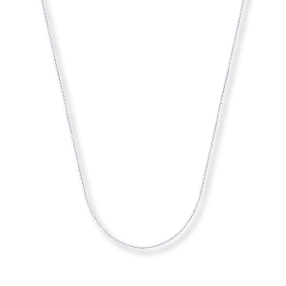 0.75mm Cable Chain Necklace Solid 14K White Gold 24"