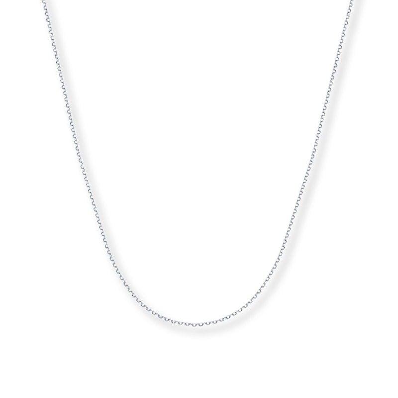 Solid Cable Chain Necklace 14K White Gold 24"