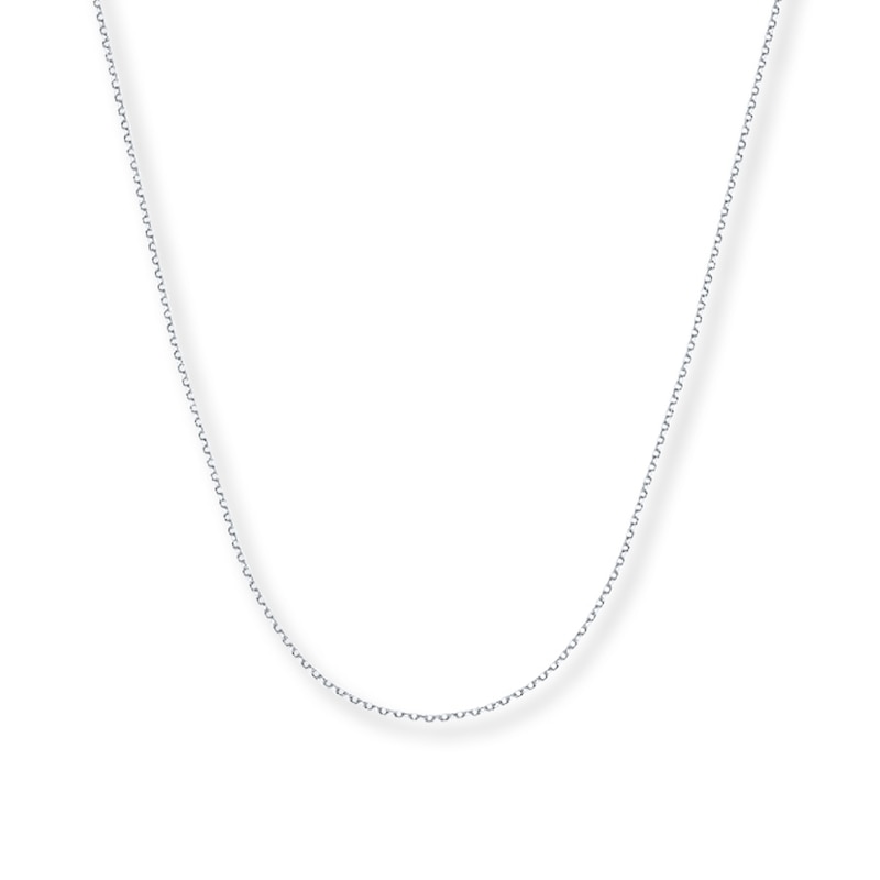 Main Image 1 of 0.75mm Cable Chain Necklace Solid 14K White Gold 24&quot;