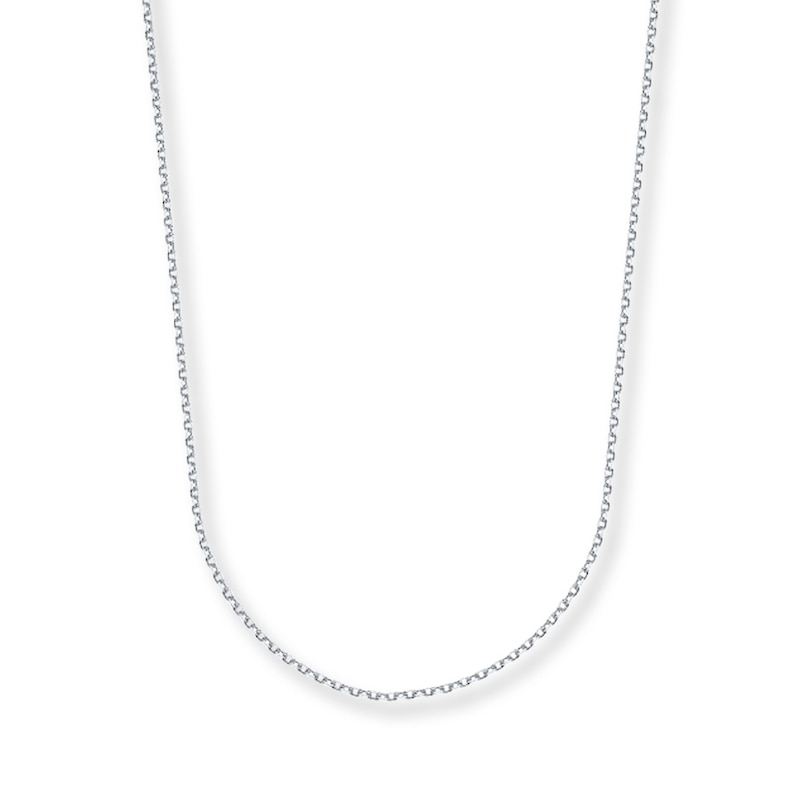 Main Image 1 of 1mm Cable Chain Necklace Solid 14K White Gold 18&quot;