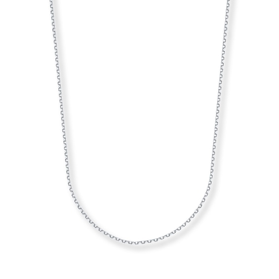 1mm Cable Chain Necklace Solid 14K White Gold 24"