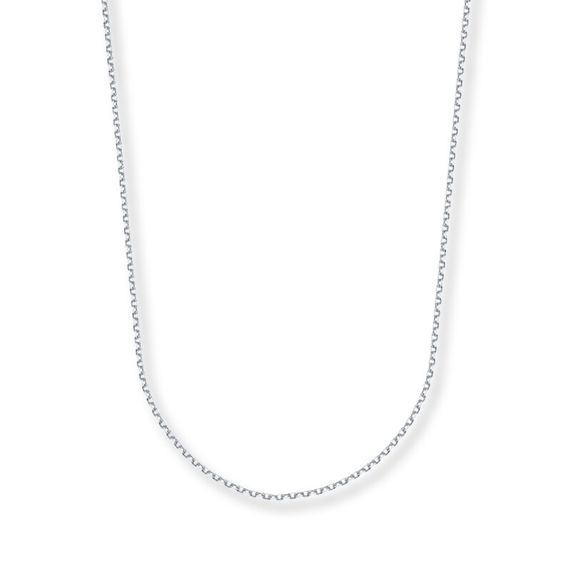 Main Image 1 of 1mm Cable Chain Necklace Solid 14K White Gold 24&quot;