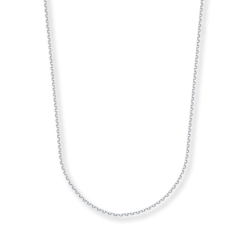 Solid Cable Chain Necklace 14K White Gold 24"