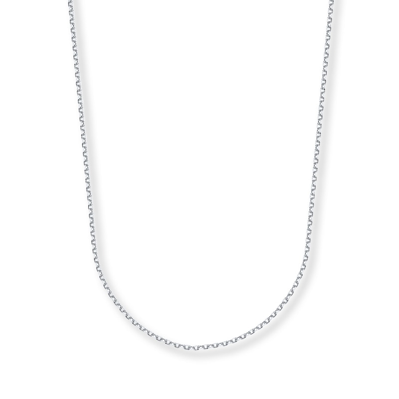 Solid Cable Chain Necklace 14K White Gold 16"