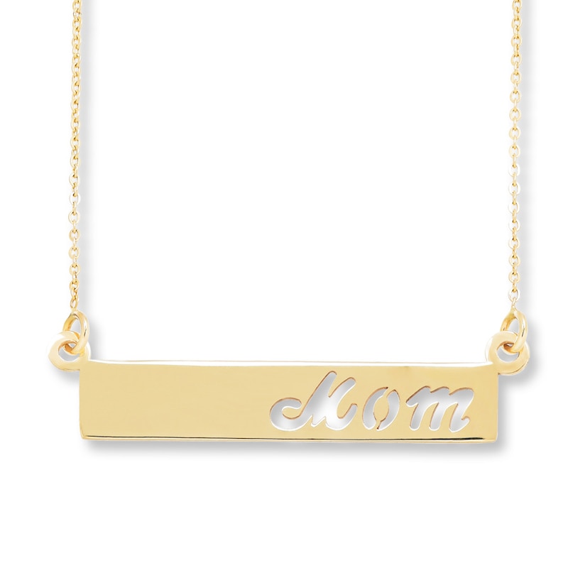 Mom Bar Necklace 10K Yellow Gold 17"