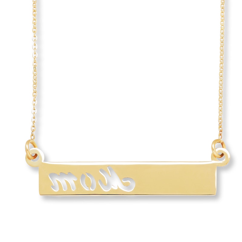 Mom Bar Necklace 10K Yellow Gold 17"