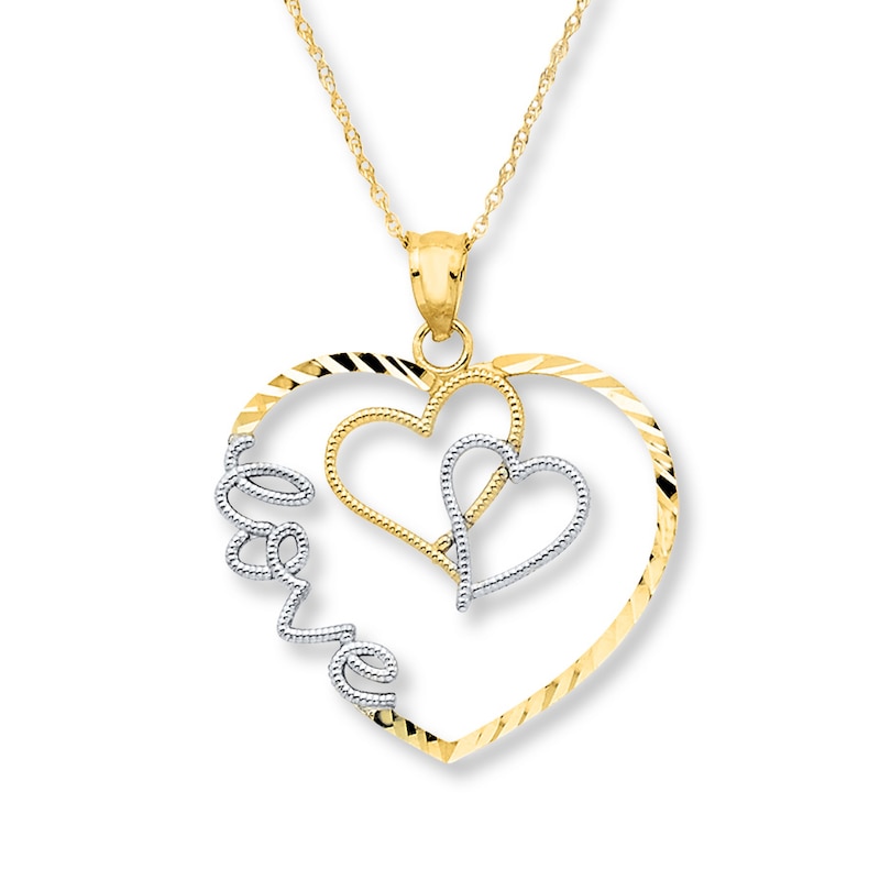 Main Image 1 of Heart Love Necklace 10K Two-Tone Gold 18&quot;