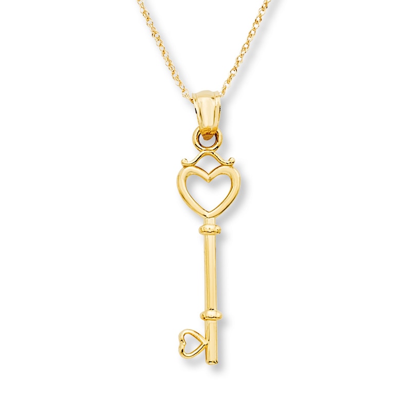 Main Image 1 of Heart Key Necklace 10K Yellow Gold 18&quot;