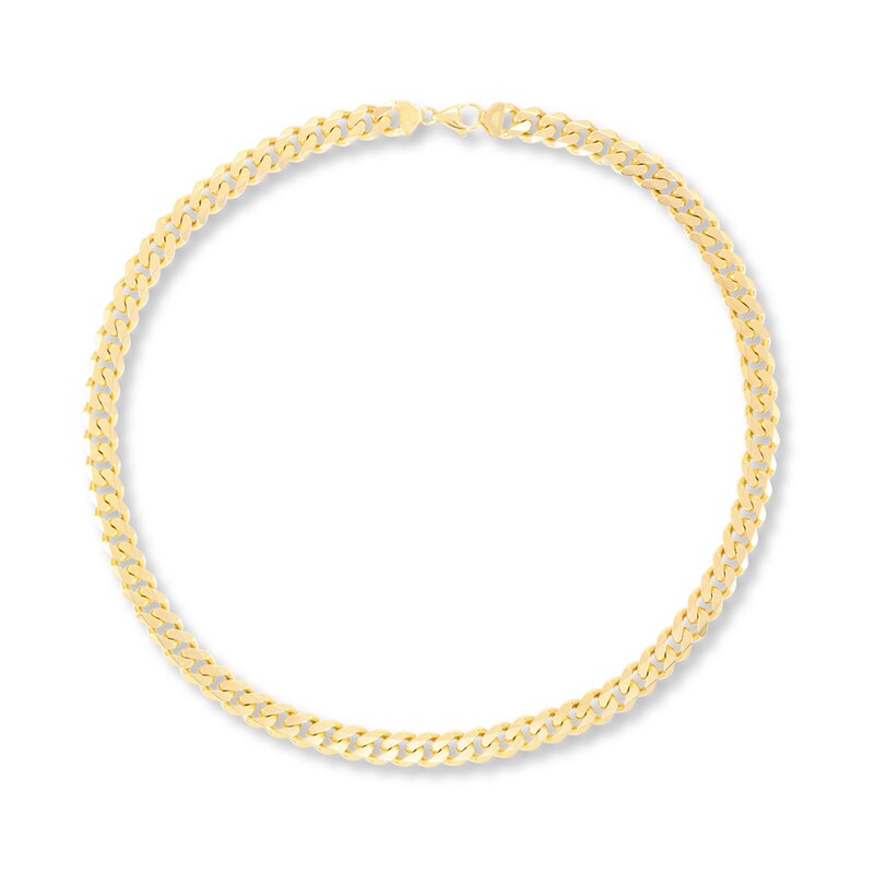 Main Image 1 of Curb Link Chain Necklace Solid 10K Yellow Gold 24"