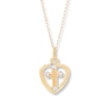 Thumbnail Image 1 of Children's Heart Cross Necklace 14K Yellow Gold 13&quot;