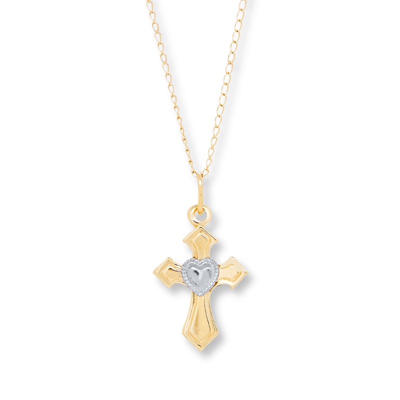 Main Image 1 of Children's Cross Necklace 14K Yellow Gold 13&quot;