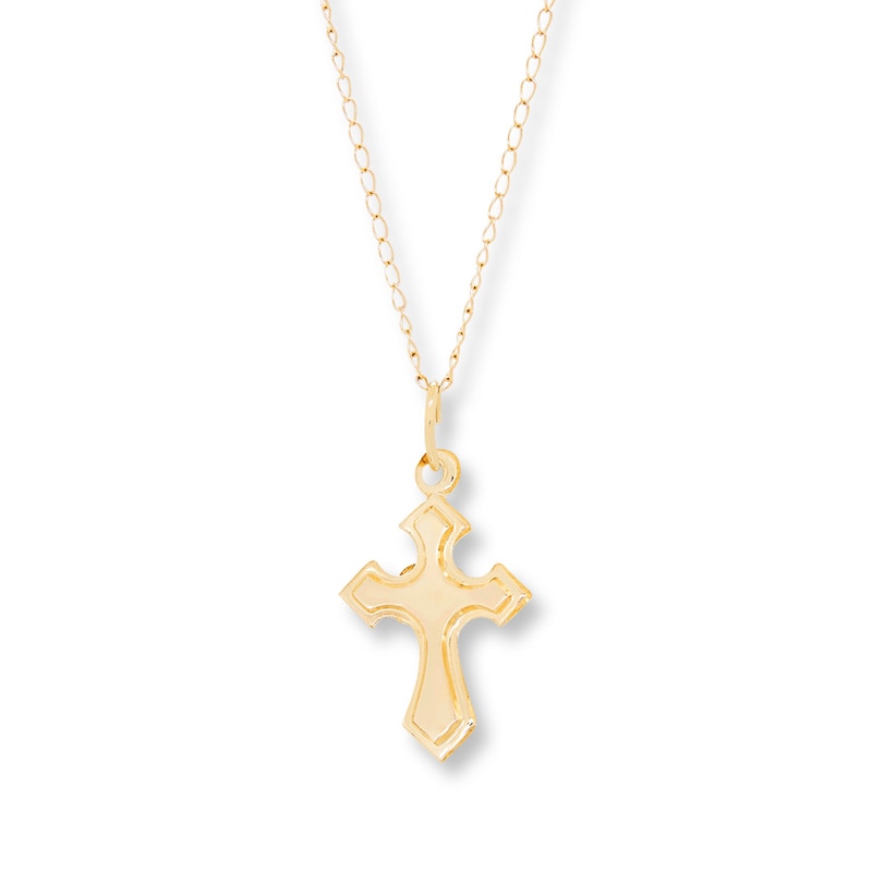 Main Image 4 of Children's Cross Necklace 14K Yellow Gold 13&quot;