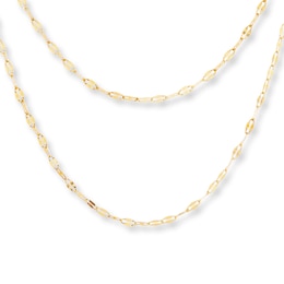 Double-Strand Fashion Chain Necklace 14K Yellow Gold 16&quot;
