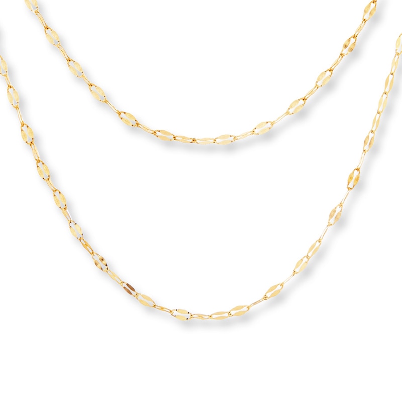Double-Strand Fashion Chain Necklace 14K Yellow Gold 16"