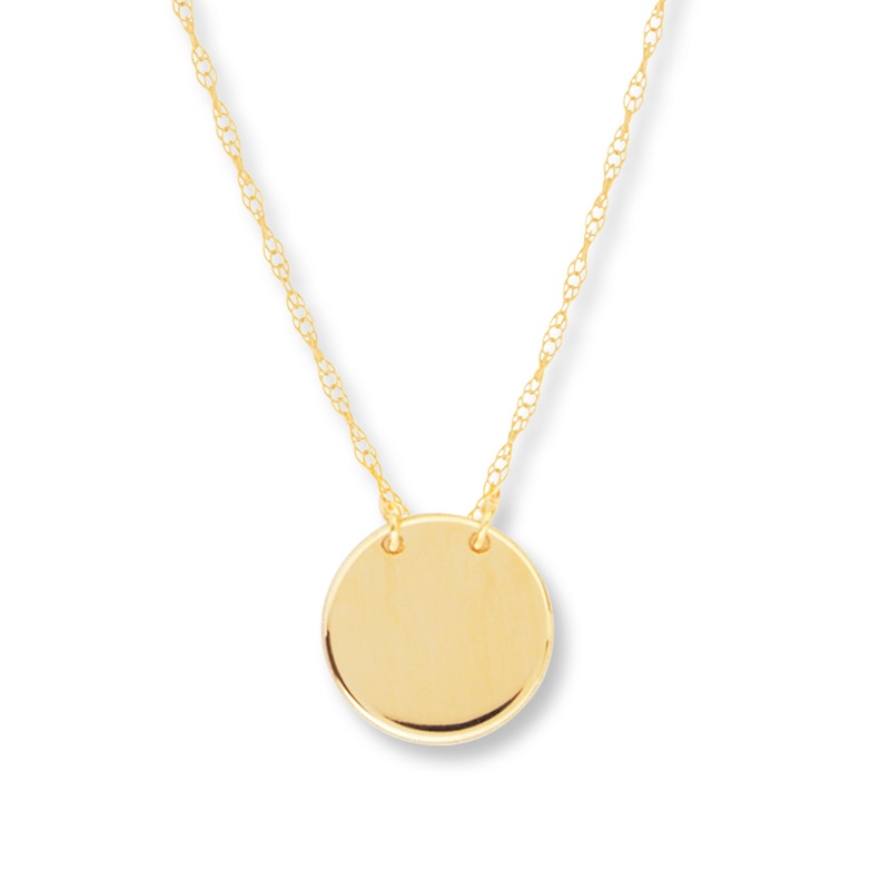 Disc Necklace 14K Yellow Gold 16" with 360