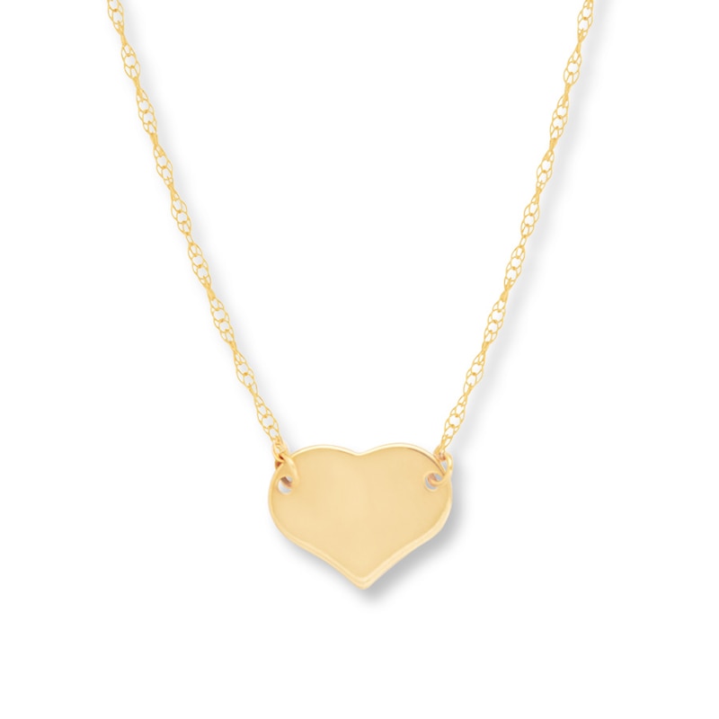 14K Gold Heart Necklace 14K White Gold / 16