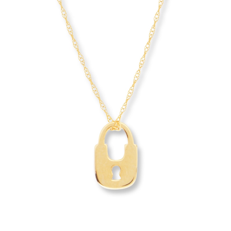 Main Image 1 of Lock Necklace 14K Yellow Gold 16&quot;