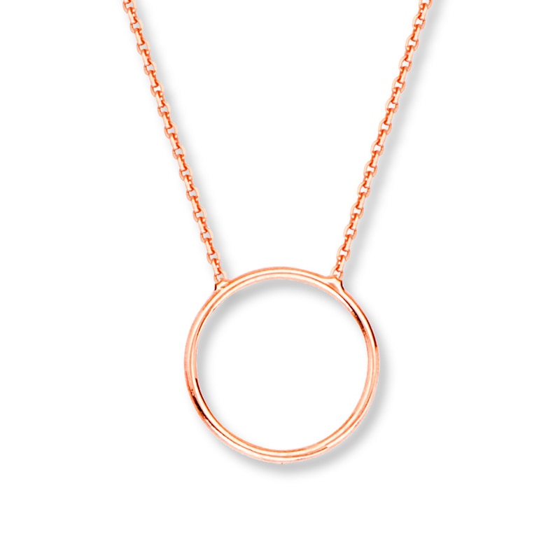 Main Image 1 of Circle Necklace 14K Rose Gold 16&quot;