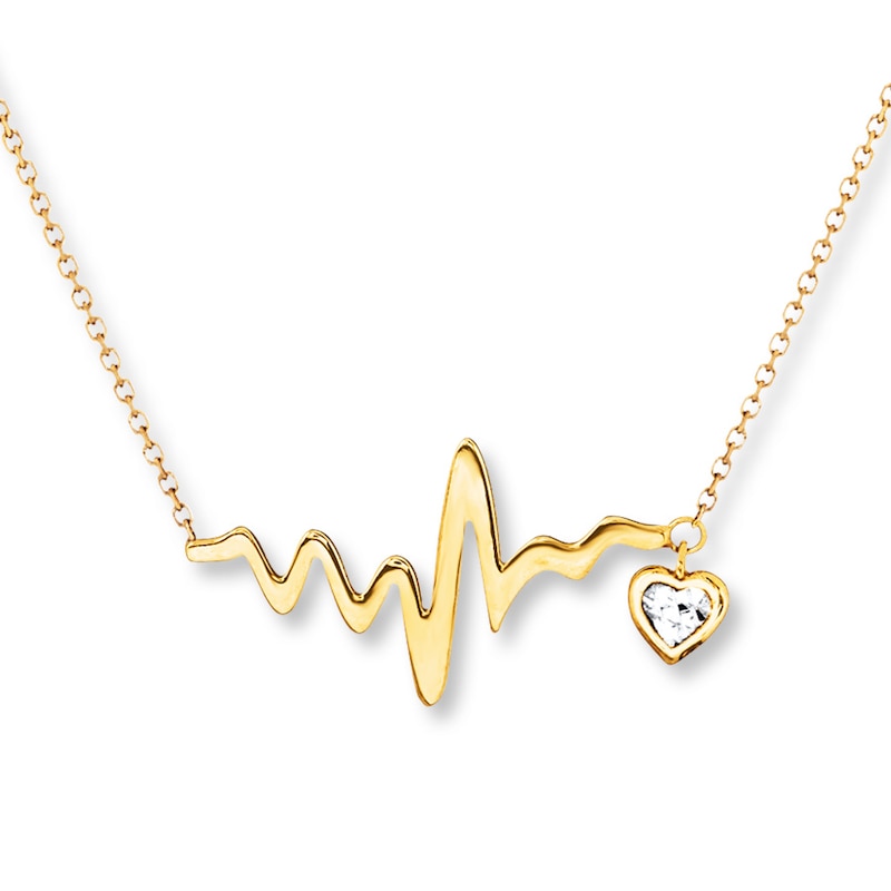 Main Image 1 of Heartbeat Necklace 14K Yellow Gold 16&quot;