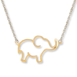 Elephant Necklace 10K Yellow Gold 18"