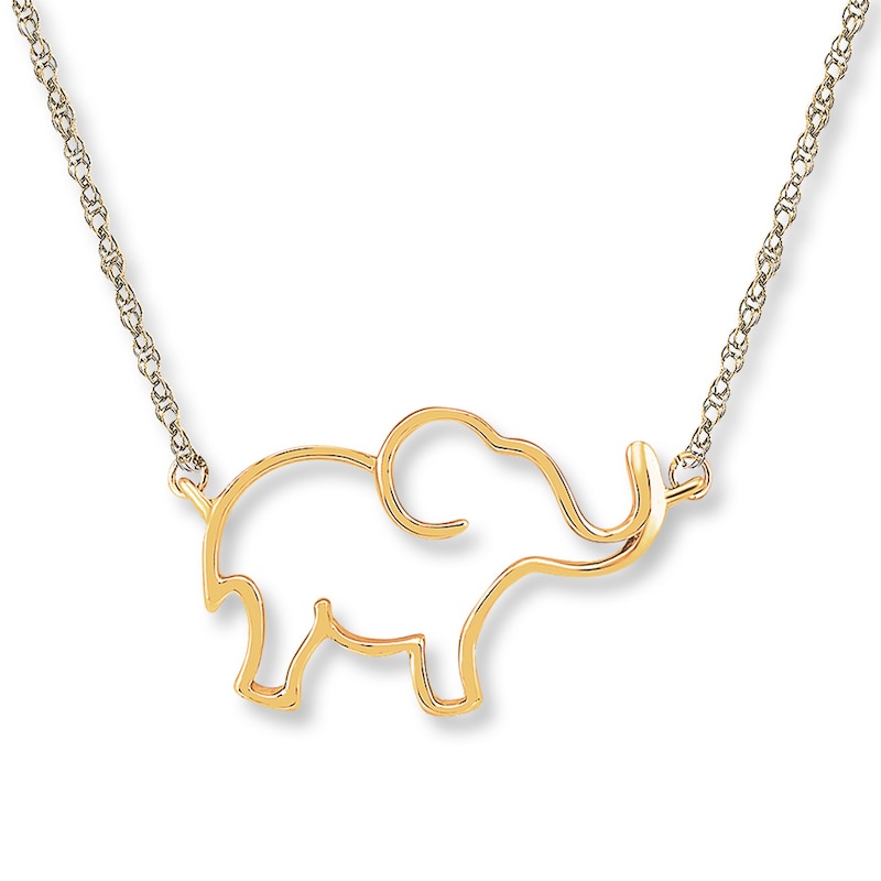 Elephant Necklace 10K Yellow Gold 18"