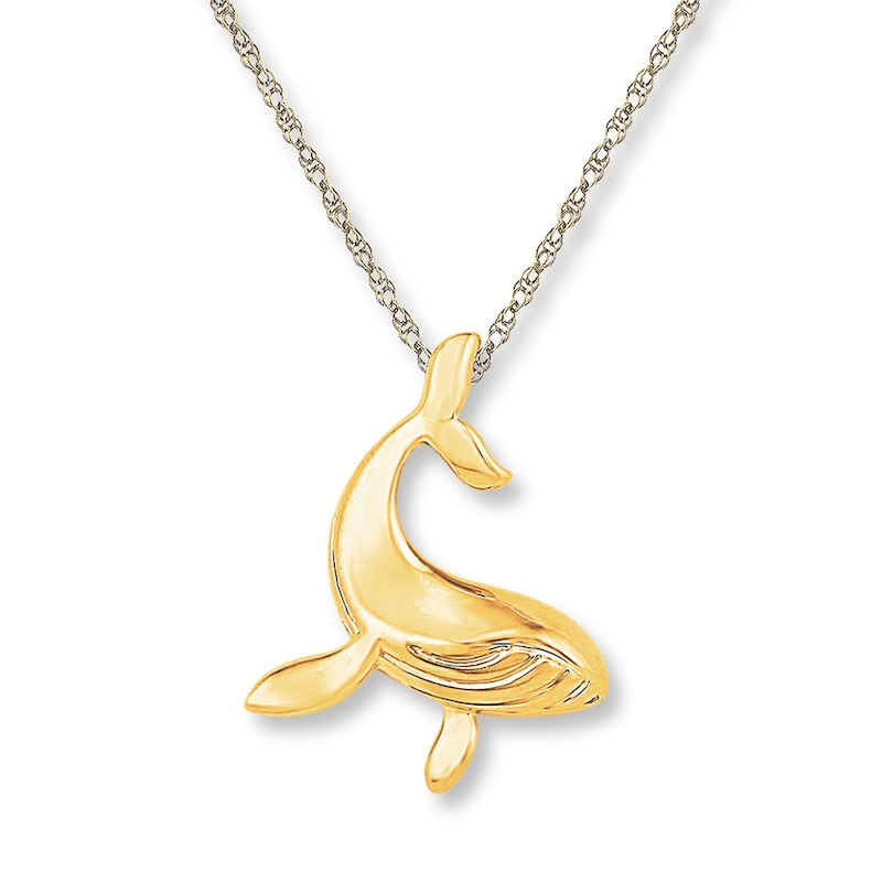 Whale Necklace 10K Yellow Gold 18"