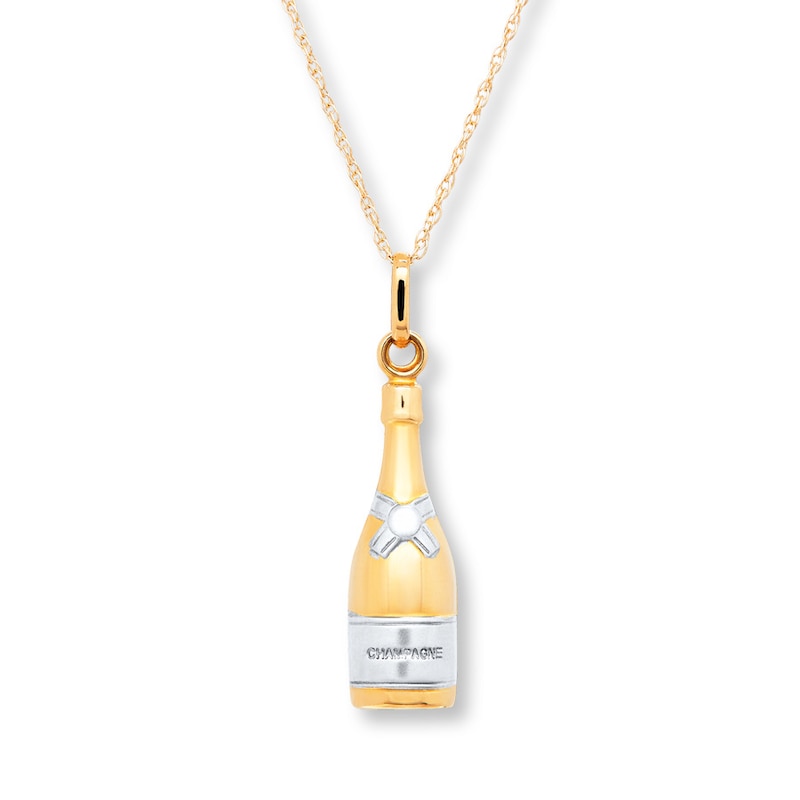 Main Image 1 of Champagne Bottle Necklace 10K Yellow Gold 18&quot;