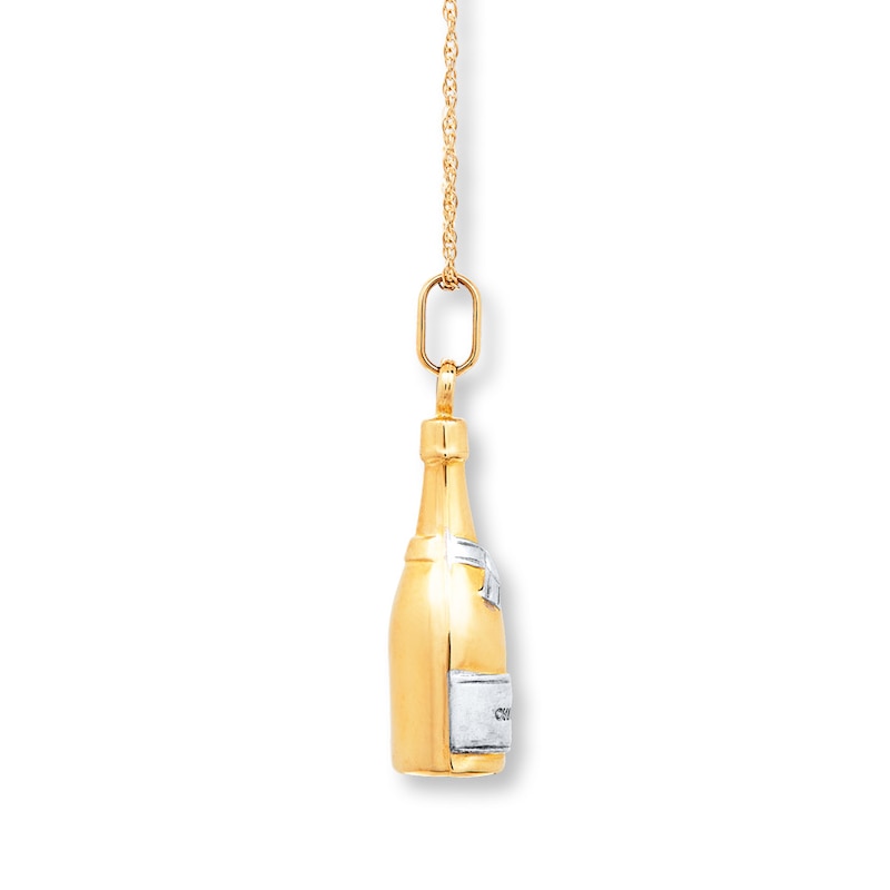 Main Image 2 of Champagne Bottle Necklace 10K Yellow Gold 18&quot;