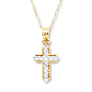 Cross Necklace 14K Yellow Gold 18"