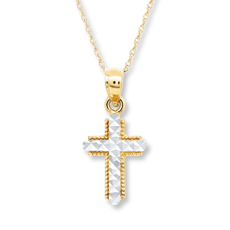 Main Image 1 of Cross Necklace 14K Yellow Gold 18&quot;