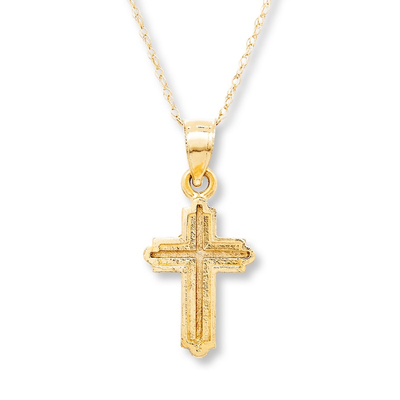 Main Image 4 of Cross Necklace 14K Yellow Gold 18&quot;
