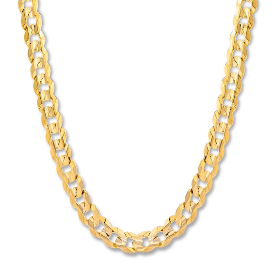 Miami Cuban Curb Necklace Solid 10K Yellow Gold 24"