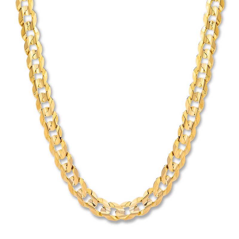Main Image 1 of Miami Cuban Curb Necklace Solid 10K Yellow Gold 24&quot;
