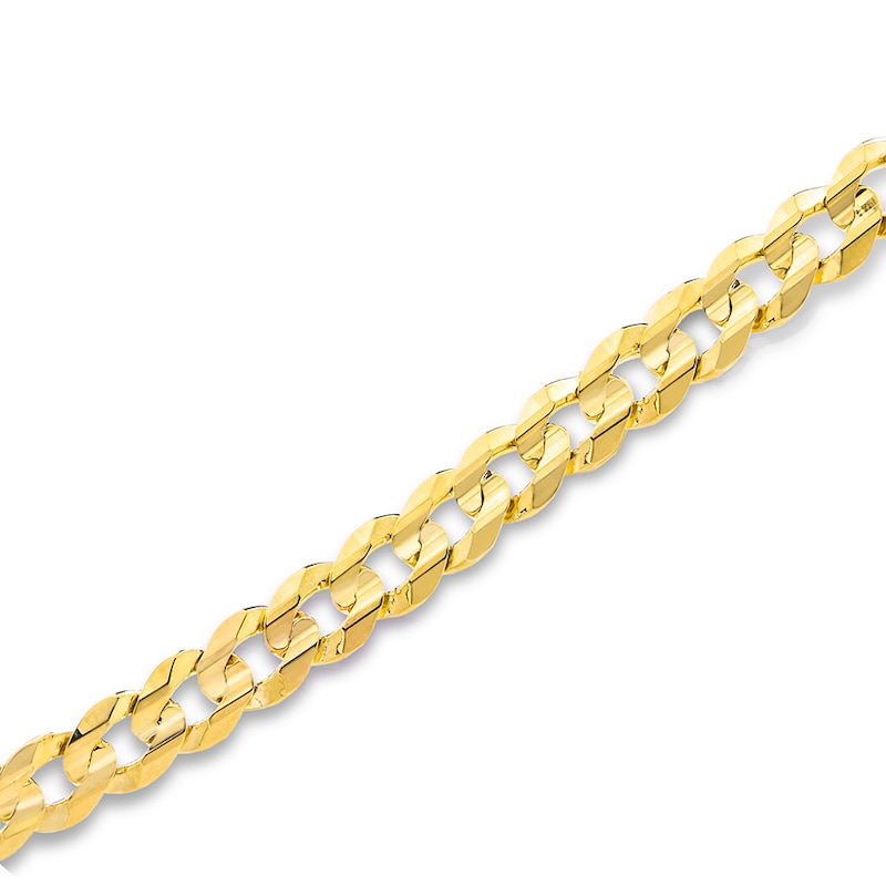 Main Image 1 of Cuban Curb Chain Bracelet Solid 10K Yellow Gold 9&quot;