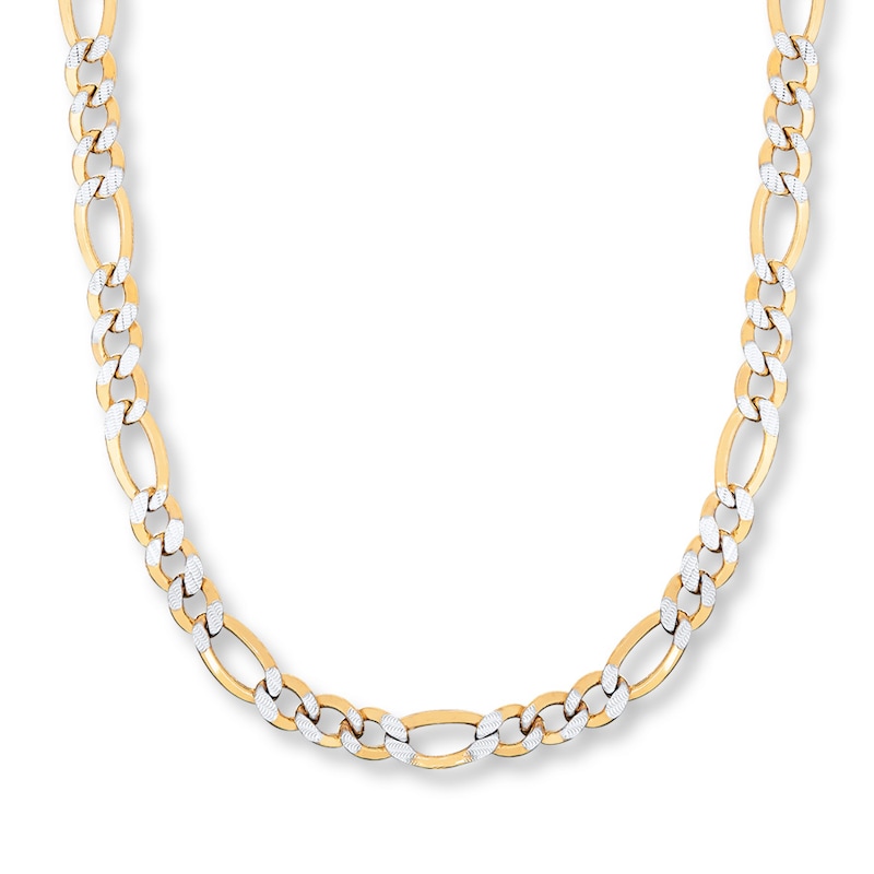 Semi-Solid Figaro Necklace 10K Yellow Gold 22"
