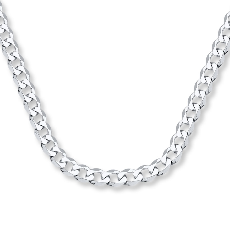 Main Image 1 of Curb Chain Necklace Solid 14K White Gold 20&quot;
