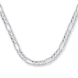Figaro Chain Necklace Solid 14K White Gold 24&quot;